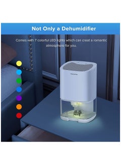 Arabest Dehumidifier 1000ML Home Dehumidifier,2500 Cubic Feet with 7 Color LED Lights,Silent Bedroom Portable Dehumidifier 285 sqft,Closet Bedroom Bathroom RV Office  - Image 2