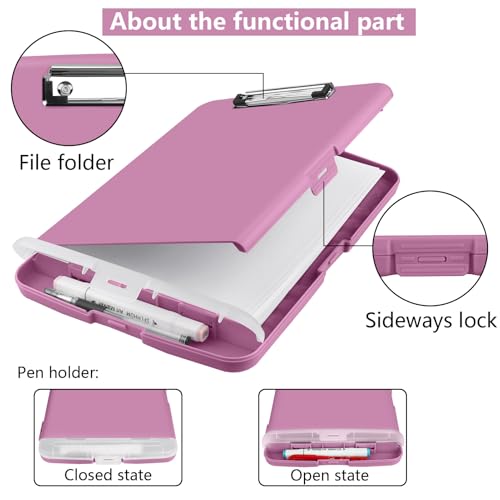 SFLHHDM Purple Clipboard with Storage, Clip Boards 8.5x11, Plastic Clipboard with Pen Holder, Teacher Clip Board, Clipboards Organizer for Women Teachers Work, School & Office Supplies - Image 5