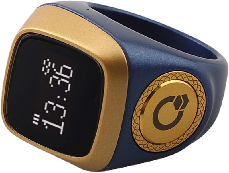 Digital Tasbih Ring With Counter Vibration Reminder Azan Alarm Clock 20mm Blue - Image 5