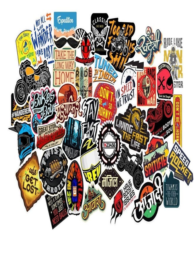 EXO DECOR Reusable Self-Adhesive Sticker for Bike Pack of 50 Waterproof Stylish-Reusable Self-Adhesive Sticker s for Helmet,Tank,Visor-Great Gift for Riders,Bikers,Vinyl - Image 1