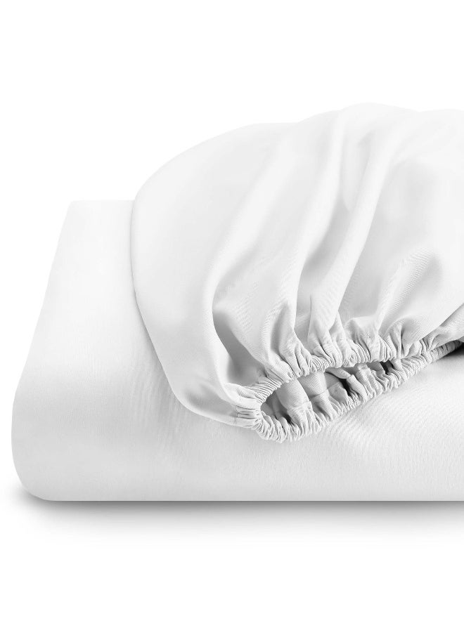 Rest Fitted Bedsheet 120X200+25Cm Breathable Plush White Fabric With Deep Pockets Machine Washable For Optimal Protection  - Image 3