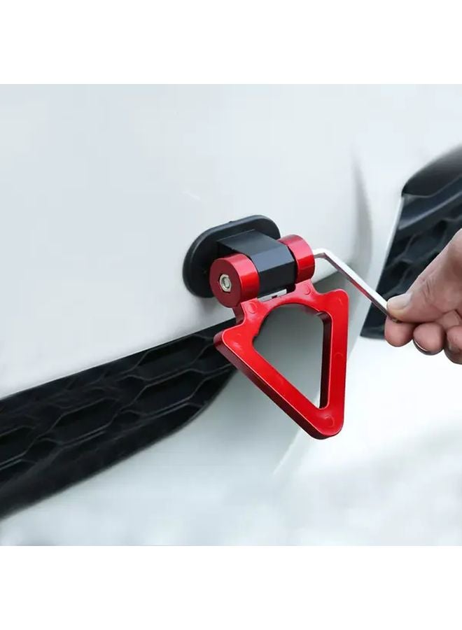 Red Universal Car SUV Tow Hook Racing Style Triangle Track Design Durable PC Material - Image 1
