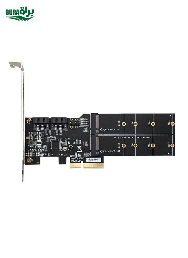 BURAQ SATA3.0 PCIE3.0 to 2-port M.2 (B-KEY) Adapter Card  - Image 1