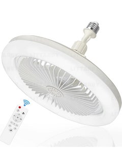 ماركة غير محددة مقبس مروحة ضوء مع جهاز تحكم عن بعد، 3 ألوان 3000K-6500K لمبة إضاءة LED عاكسة للضوء في مروحة السقف لغرفة النوم والمطبخ وغرفة التخزين والخزانة ومراوح السقف الصغيرة اللاسلكية مع أضواء متعددة الألوان  - Image 3