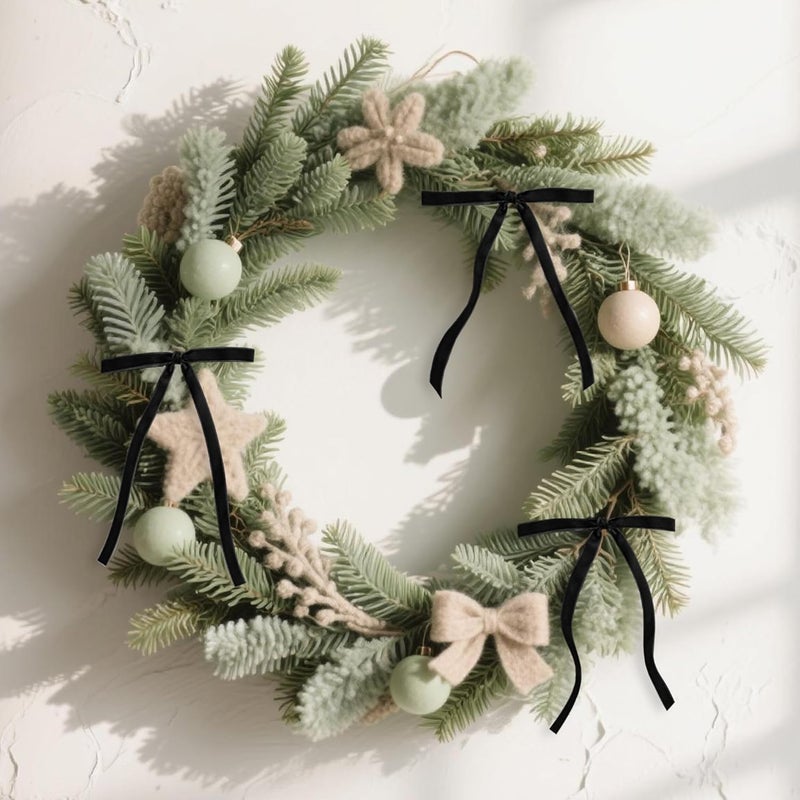 Utehilly Black Vintage Velvet Bows Decorations Small Ornaments for Christmas Tree, Garland, Wreath, Door, Outdoor (24 Pcs, 5 * 7 Inch) - Image 4