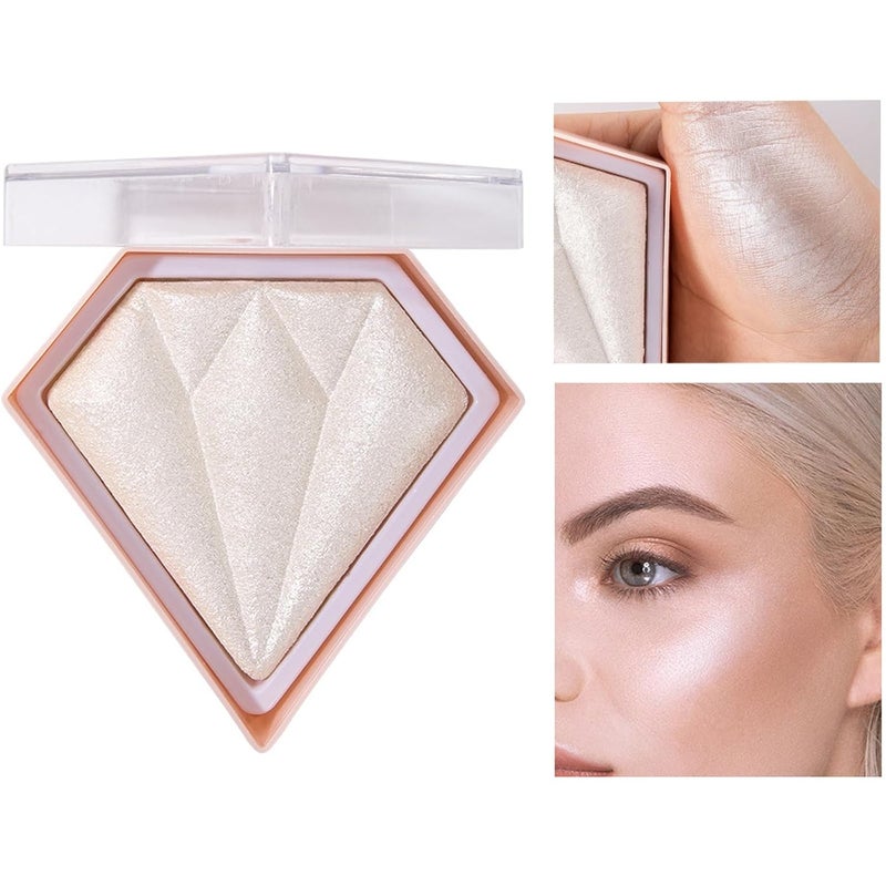 MEICOLY Baked Highlighter Powder PaletteNatural Face Highlighter Shimmer PowderLong Lasting Glittery Highlighter Makeup Face Luminizer01 Pearl White