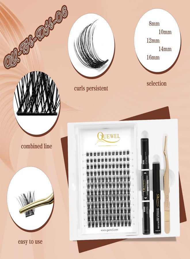 QUEWEL DIY Eyelash Extensions Kit, Lash Clusters 144 Pcs, Clusters Eyelash Applicator Tool, Super Hold Cluster Lashes Bond and Seal, Glue Remover Easy to Apply at Home(S012-Kit) - Image 3