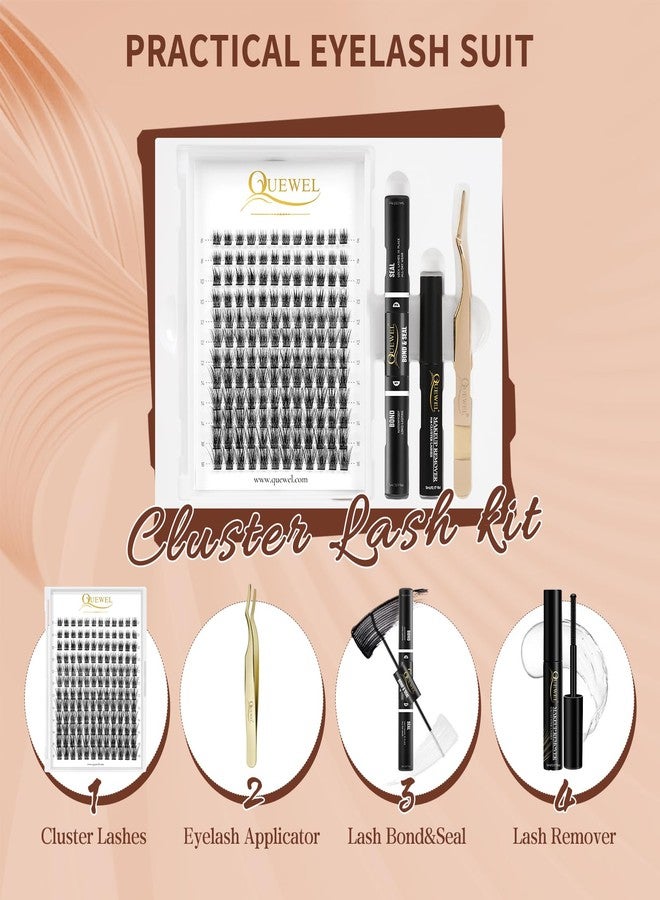 QUEWEL DIY Eyelash Extensions Kit, Lash Clusters 144 Pcs, Clusters Eyelash Applicator Tool, Super Hold Cluster Lashes Bond and Seal, Glue Remover Easy to Apply at Home(S012-Kit) - Image 2