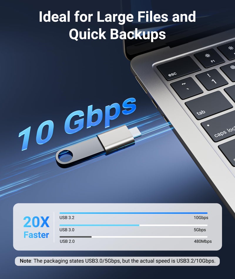 Syntech USB C to USB Adapter Pack of 2 USB C Male to USB3 Female Adapter Compatible with iPhone 17 Pro Max MacBook Pro Air 2024 iMac iPad mini Pro, Other Type C or Thunderbolt 4/3 Devices, Starlight - Image 3