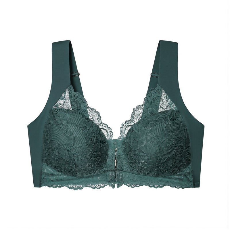 Super Stretch Multi Figure Fit Wireless Bra Front Closure Lace 3XL Coffee Women - Image 1