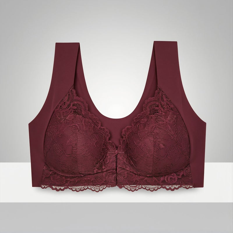 Super Stretch Multi Figure Fit Wireless Bra Front Closure Lace 3XL Coffee Women - Image 5