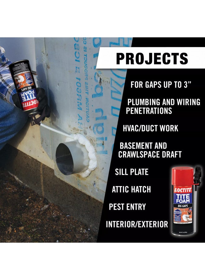 Loctite Loctite Tite Foam Big Gaps Spray Foam Sealant, Polyurethane Expanding Foam Insulation - 12 fl oz Can, Pack of 1  - Image 3