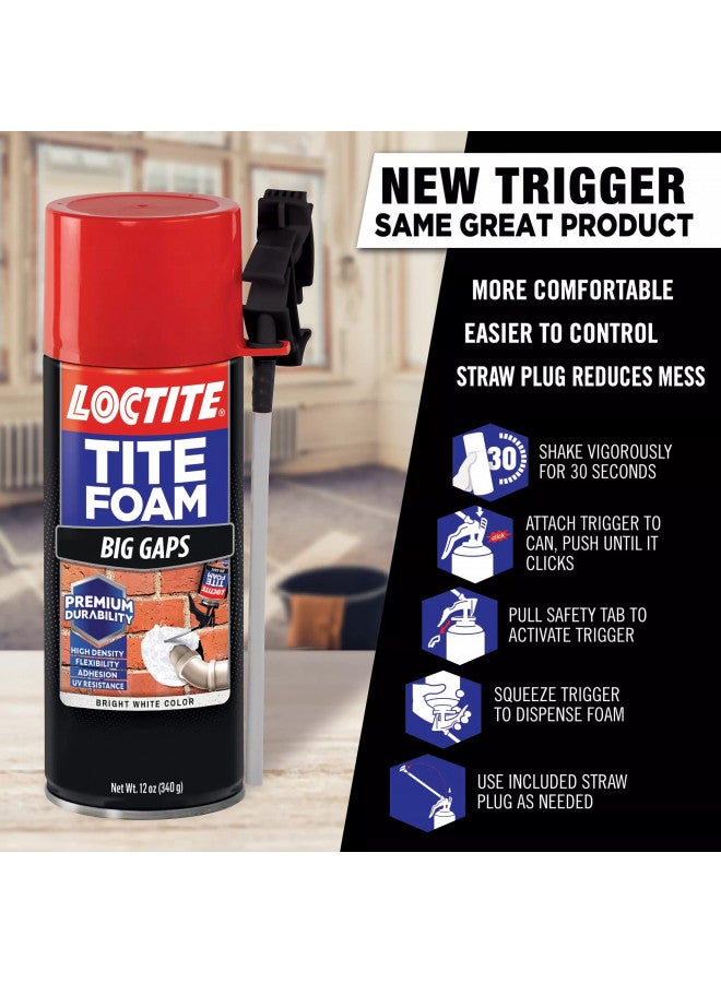 Loctite Loctite Tite Foam Big Gaps Spray Foam Sealant, Polyurethane Expanding Foam Insulation - 12 fl oz Can, Pack of 1  - Image 2