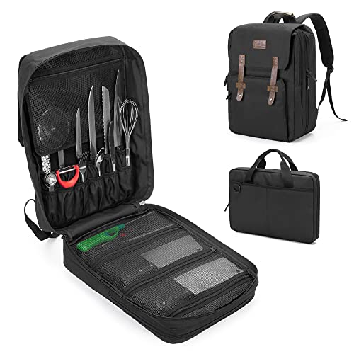samdew Large Chef Backpack & Knife Bag, Knife Backpack and Chef Bag with Lock Hole, Knife Carrier Chef Utensil Case with Multiple Pockets & Slots for Kitchenware, Patent Design (Knife Not Included) - Image 1