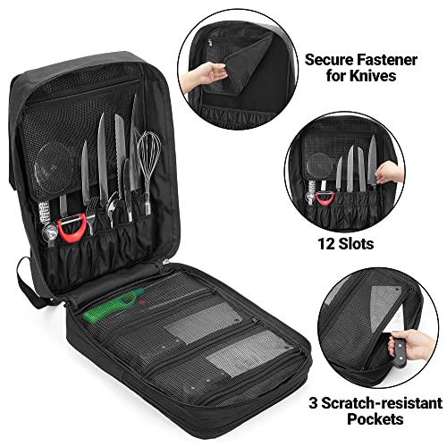samdew Large Chef Backpack & Knife Bag, Knife Backpack and Chef Bag with Lock Hole, Knife Carrier Chef Utensil Case with Multiple Pockets & Slots for Kitchenware, Patent Design (Knife Not Included) - Image 3