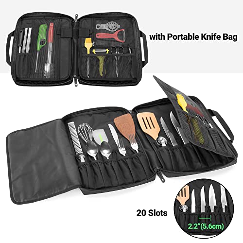 samdew Large Chef Backpack & Knife Bag, Knife Backpack and Chef Bag with Lock Hole, Knife Carrier Chef Utensil Case with Multiple Pockets & Slots for Kitchenware, Patent Design (Knife Not Included) - Image 2