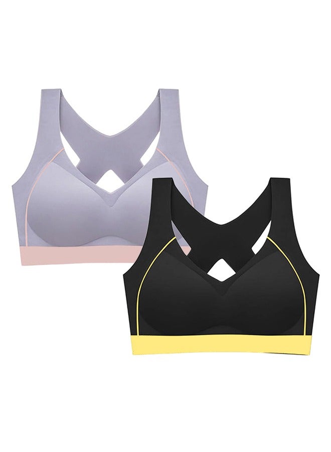 MARGOUN 2 Pack For Women's Large Size Bra with Stretch Seamless Wireless Lightly Lined Comfort Bra with Support Compression Wirefree Everyday Bra Multicolour - Image 2