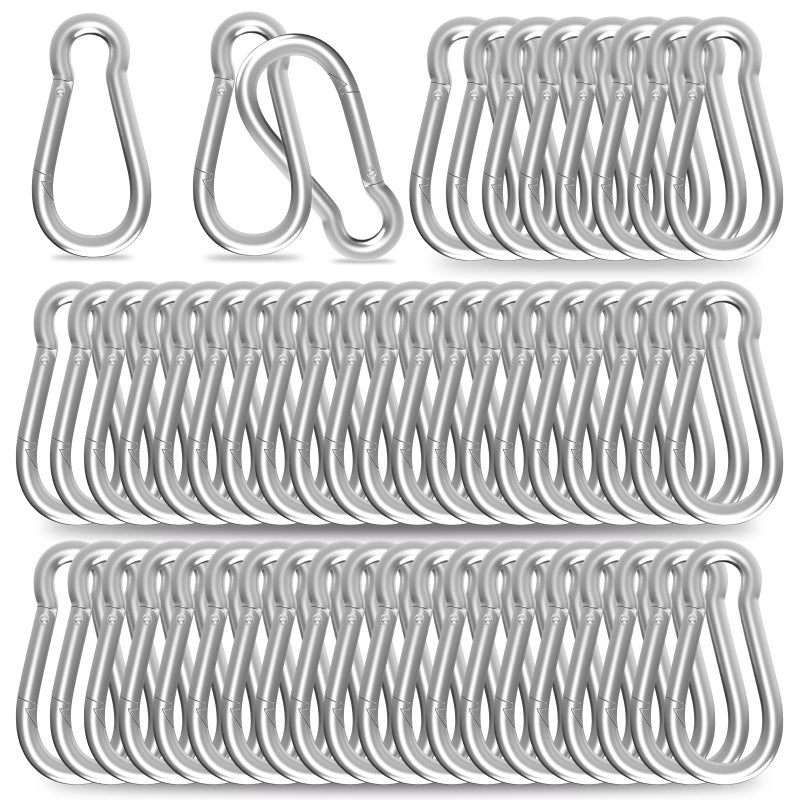High-PQ Carabiner, Heavy Duty Galvanized Steel Spring Snap Hook Carabiner Clips with 220LBS Holding Capacity, Ideal for Outdoor, Hammock, Swing and Travel (M5 2Inch, 50PCS) - Image 1