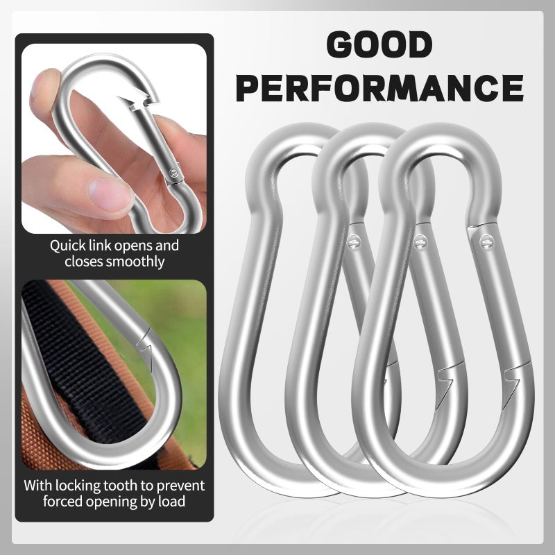 High-PQ Carabiner, Heavy Duty Galvanized Steel Spring Snap Hook Carabiner Clips with 220LBS Holding Capacity, Ideal for Outdoor, Hammock, Swing and Travel (M5 2Inch, 50PCS) - Image 5