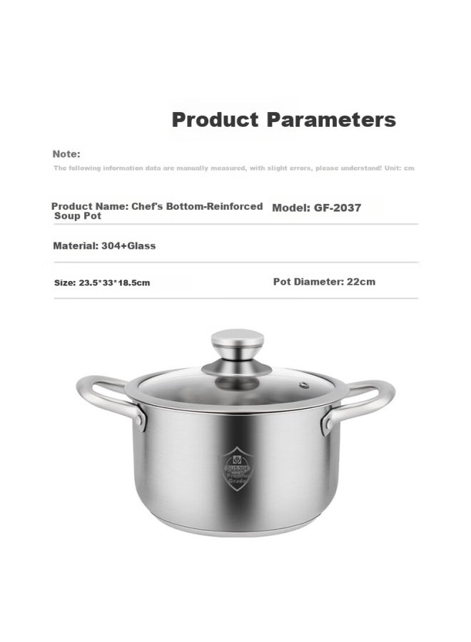 Guofeng 304 Stainless Steel Soup Pot With Heat-resistant Handle And Thickened Bottom 22cm Household Stew Pot Cooking Pot For Gas And Induction Cooker - Image 2