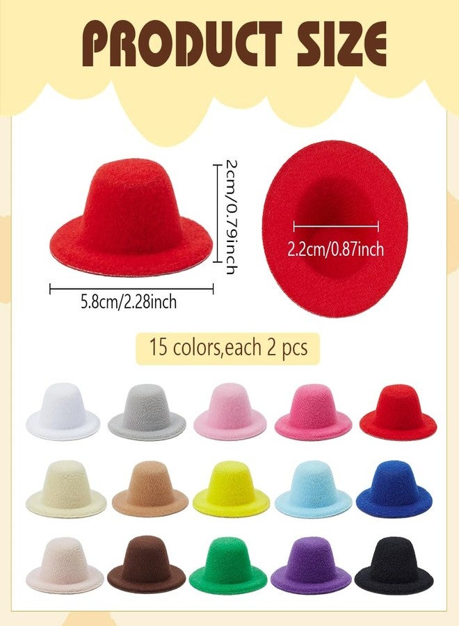 FREEBLOSS 30pcs Mini Formal Hats Doll Hat Craft Set 15 Colors Small Miniature Hat for DIY Crafting Mini Doll Accessories Small Top Hats for Decorations, 2.28" - Image 3