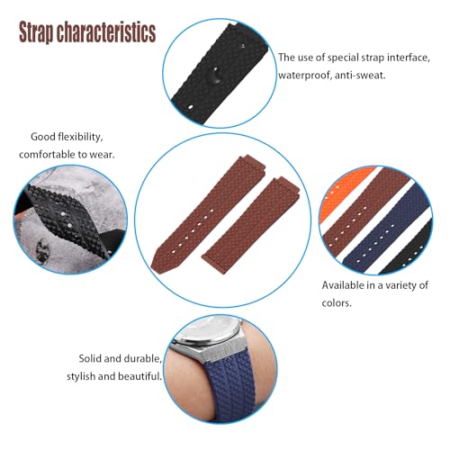 XIW Compatible for 19mm× 25mm× 22mm Hublot Big Bang Rubber Watch Band Replacement for men Silicone Wirstband Strap women Bracelet, Black - Image 3