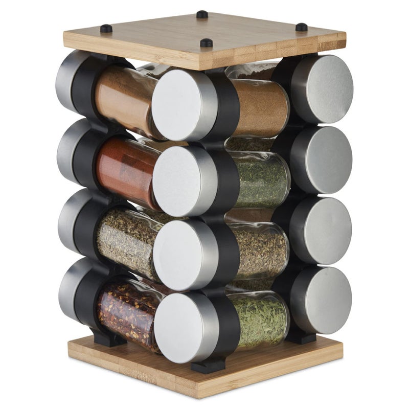 Cole  Mason Blyth Spice Rack Carousel 16 Jar Bamboo