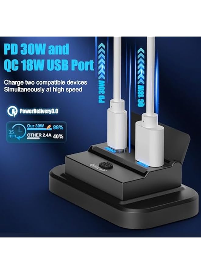 شاحن سيارة USB، منفذ USB للسيارة 12 فولت، خفيف الوزن، سهل التركيب على السطح، مزود بمنفذ USB C PD بقوة 30 وات وQC 3.0 بقوة 18 وات، منافذ USB للسيارة، شاحن هاتف سريع للسيارة مزود بزر تشغيل، مناسب للسي - Image 2
