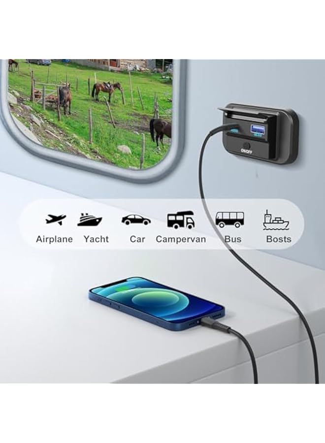 شاحن سيارة USB، منفذ USB للسيارة 12 فولت، خفيف الوزن، سهل التركيب على السطح، مزود بمنفذ USB C PD بقوة 30 وات وQC 3.0 بقوة 18 وات، منافذ USB للسيارة، شاحن هاتف سريع للسيارة مزود بزر تشغيل، مناسب للسي - Image 3