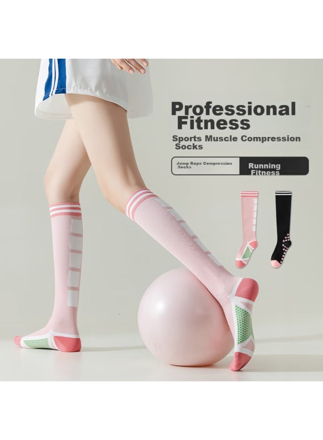 Dweck Duweike Compression Socks For Women, Yoga, Sports, Professional Fitness, Running, Jump Rope, Muscle-enhancing, Mid-calf, 2 Pairs - Image 1
