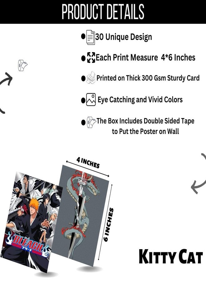 Kitty Cat® Bleach Anime Aesthetic Wall Collage Kit || 30 Unique Poster Set Free Tape, 4x6in Each, Posters: Dorm, Hostel Essential, Aesthetic Room Decor (Bleach) - Image 2