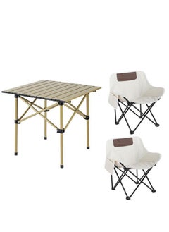 XiuWoo Camping Furniture Set,Portable Outdoor Folding Table and Chairs Set for Leisure Picnic, Multifunctional Foldable Travel Table and Moon Chairs Set Camping Table For Outdoor BBQ,Cooking,Party, Beach  - Image 1