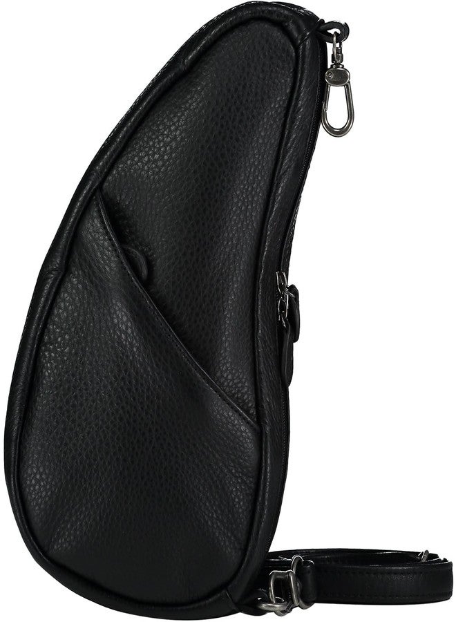 AmeriBag 10" Leather Crossbody Sling Baglett (Black) - Image 2