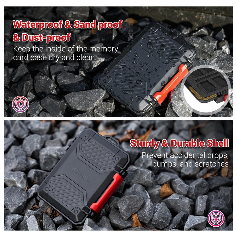 Kiorafoto Memory Card Case with 18 Slots, IP67 Waterproof Anti-Shock Travel Camera Memory Card Holder for 8 SD SDHC SDXC Cards & 4 MicroSD TF MSD & 4 CFexpress Type-A Cards & 2 Nano SIM Storage - Green - Image 4
