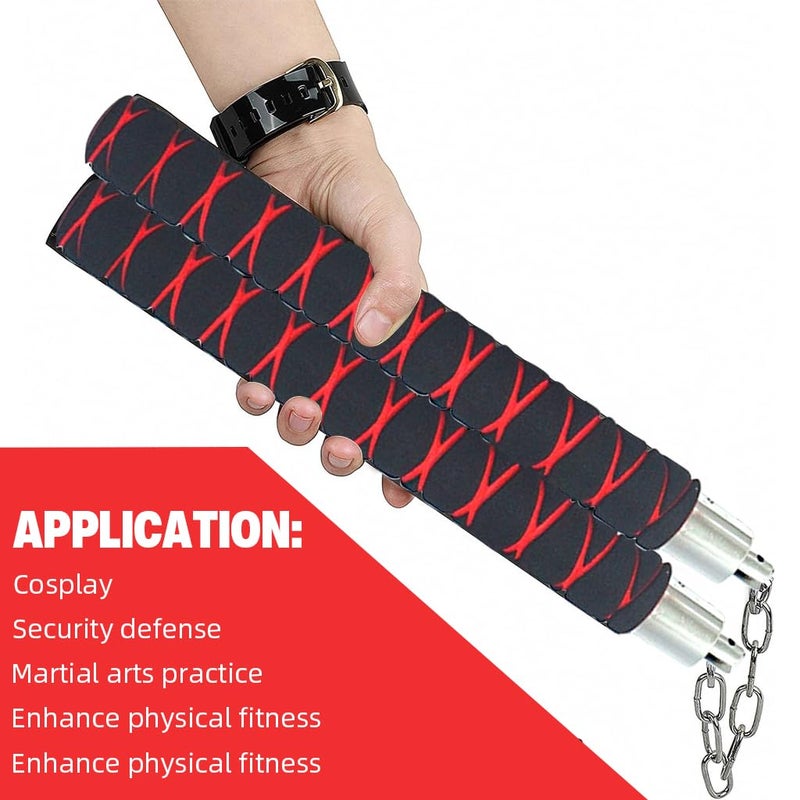 Optifit ® نونشوك مغطى بالفوم مقاس 11 بوصة للأطفال والبالغين خفيف الوزن، متين من PVC ونواة من الفولاذ المقاوم للصدأ لممارسة الكاراتيه والفنون القتالية، أداة تدريب آمنة للمبتدئين - Image 4