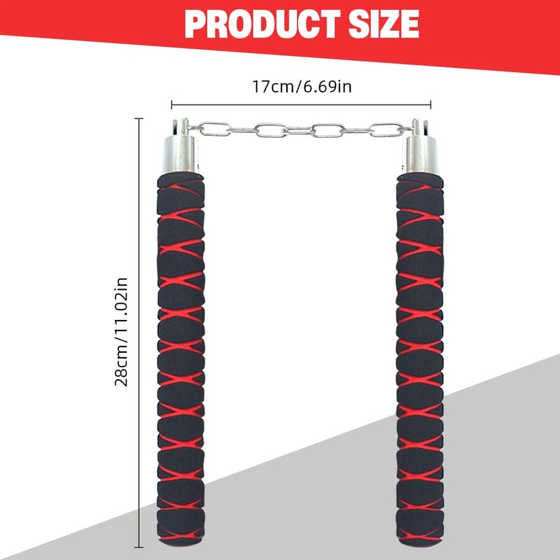 Optifit ® نونشوك مغطى بالفوم مقاس 11 بوصة للأطفال والبالغين خفيف الوزن، متين من PVC ونواة من الفولاذ المقاوم للصدأ لممارسة الكاراتيه والفنون القتالية، أداة تدريب آمنة للمبتدئين - Image 2