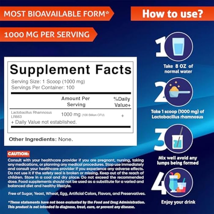Vitamatic Lactobacillus Rhamnosus Probiotic Powder - Digestive Health Support - 100 Gram (3.5 OZ) - 100 Servings - Image 2