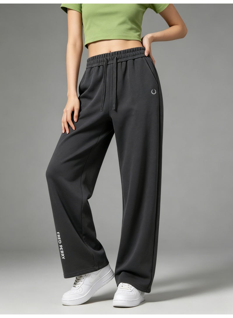 Fred Perry stereo logo straight wide-leg pants for men and women loose casual folding movement pants. - Image 3