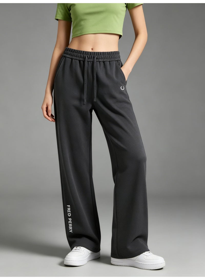Fred Perry stereo logo straight wide-leg pants for men and women loose casual folding movement pants. - Image 4