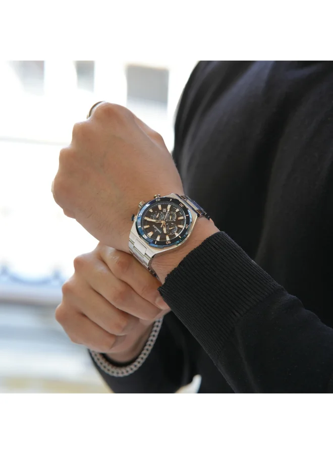 TORNADO Men's Multi Function Display Watch With Silver Stainless Steel Strap - T24104-SBSN
