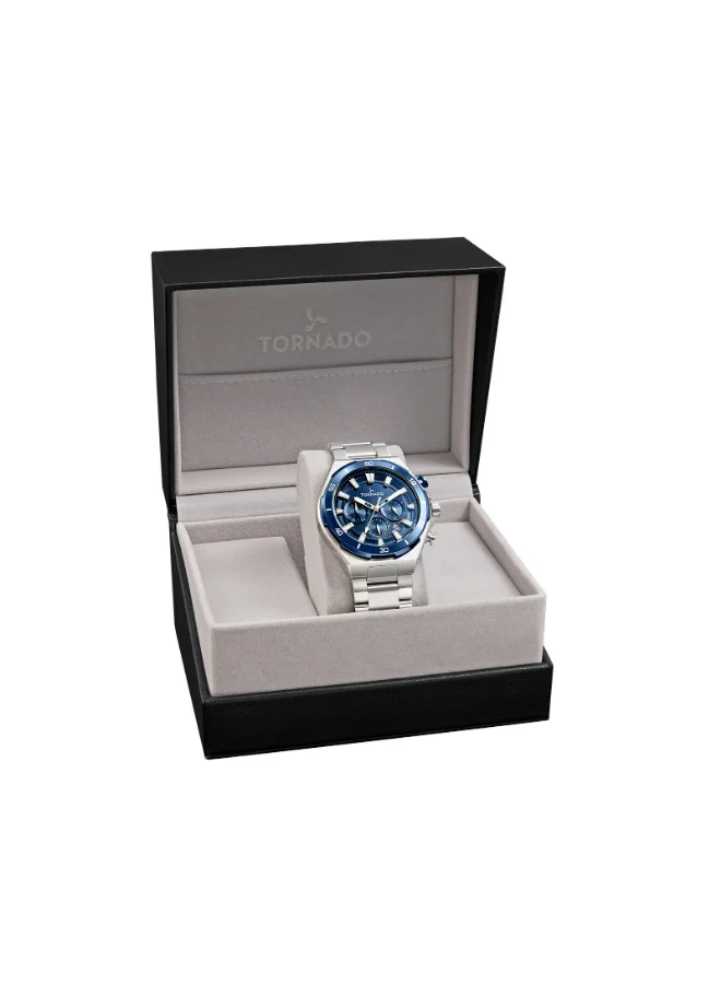 TORNADO Men's Multi Function Display Watch With Silver Stainless Steel Strap - T24104-SBSN
