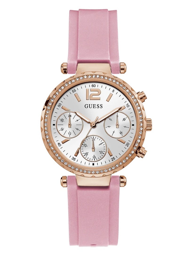 GUESS Women's Analog Round Shape Silicone Wrist Watch GW0113L4 - 36 Mm - Image 1