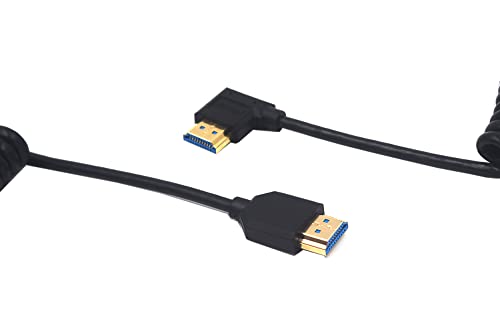 Kework 4ft HDMI 8K@60Hz Coiled Cable, 90 Degree Left Angle HDMI 2.1 Male to Male Adapter Shield Spring Spiral Cord, Ultra HD - Image 3