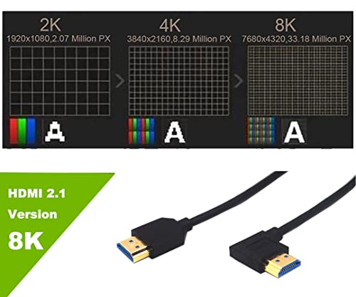 Kework 4ft HDMI 8K@60Hz Coiled Cable, 90 Degree Left Angle HDMI 2.1 Male to Male Adapter Shield Spring Spiral Cord, Ultra HD - Image 5