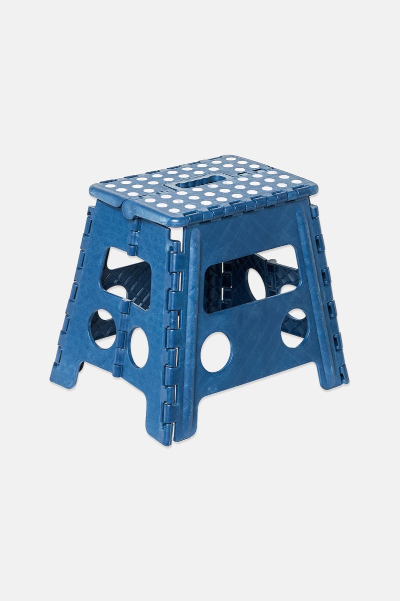 Farberware Plastic 16 Inch Folding Step Stool With Handle, Navy - Image 1