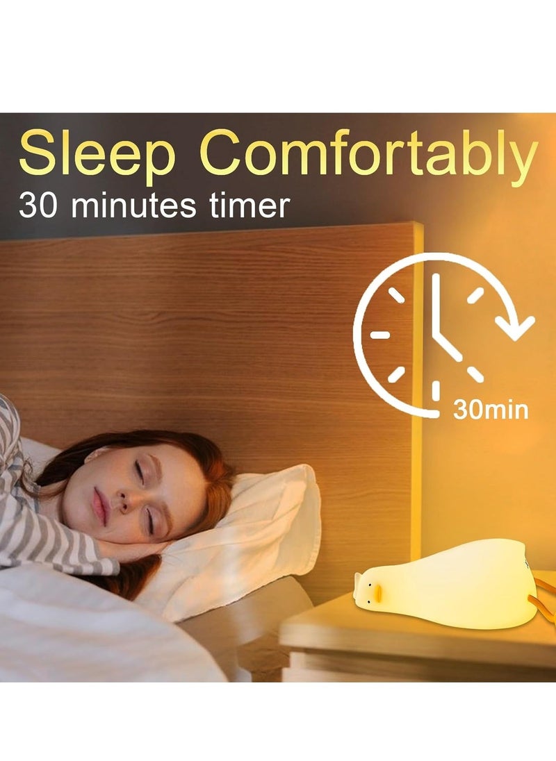TIGER Duck Night Light Silicone, Lying Flat Duck Night Lamp, Kids Room Decor Atmosphere Night Light, Baby Nursing Bedside Touch Lamp, Rechargeable and Dimmable LED Night Light for Toddlers and Children - Image 3