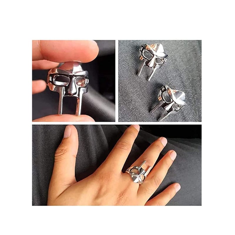 SOLARAE 1/2 Pcs Doom Mask Ring - Size 7-14, Egyptian Pharaoh Ring, Viking Men's Rings, Vintage Biker Ring, Punk Gladiator Style Stainless Steel Ring Silver Male Ring Jewelry Accessory - Image 5