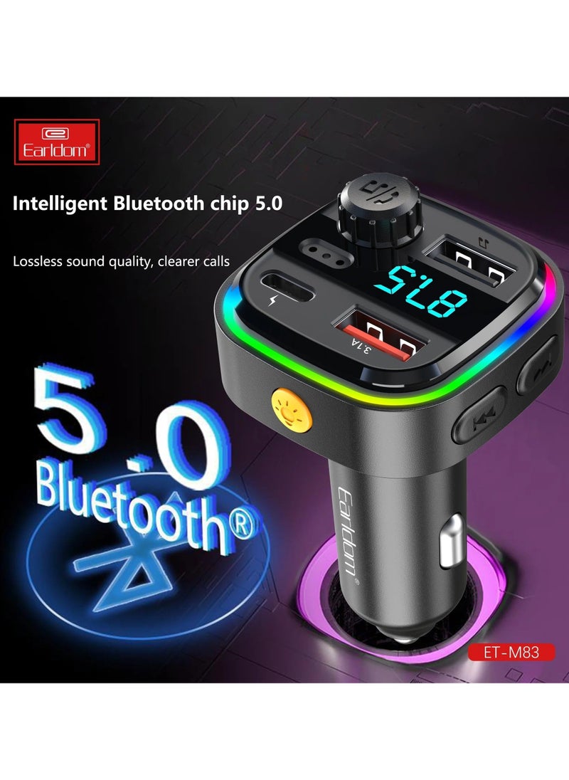 Earldom - M83 Wireless Car Kit FM Transmitter - 2 USB output: 5V 3.1A+1A - FM frequency range: 87.5-108.0MHz - Image 1