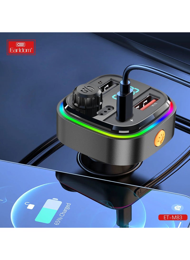 Earldom - M83 Wireless Car Kit FM Transmitter - 2 USB output: 5V 3.1A+1A - FM frequency range: 87.5-108.0MHz - Image 1