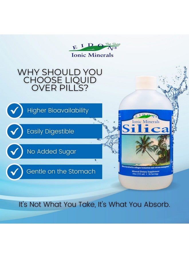 Eidon Ionic Minerals Eidon Liquid Silica Mineral Supplement Silica For Hair & Collagen Production Vegan Glutenfree Natural Bioavailable Ionic No Artificial Colors Or Preservatives Silica Drops 18 Ounce Bottle - Image 4